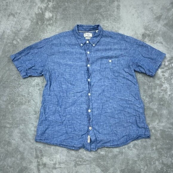 Weatherproof Vintage Blue Button-Down Shirt XL Linen Blend Casual Shirt a0989 - Picture 1 of 8